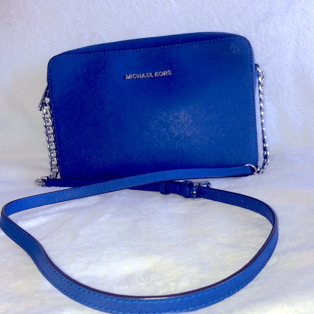 Michael Kors cobalt blue leather crossbody purse